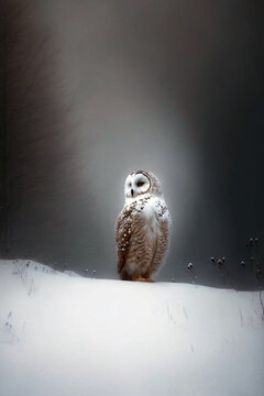 white owl in the snow generative AI