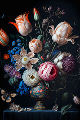 colorful flower pot generative AI