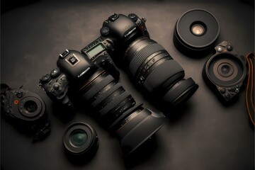 A black camera with a lens - Generative AI