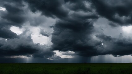 Fototapeta na wymiar Dark sky and dramatic black clouds before the rain.