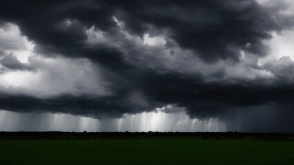 Fototapeta na wymiar Dark sky and dramatic black clouds before the rain.