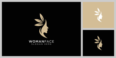Fototapeta na wymiar woman face logo vector design template