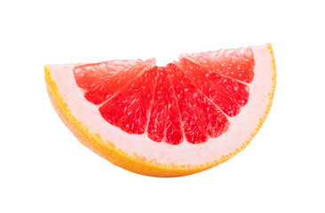 Ripe slice of pink grapefruit citrus fruit on transparent png