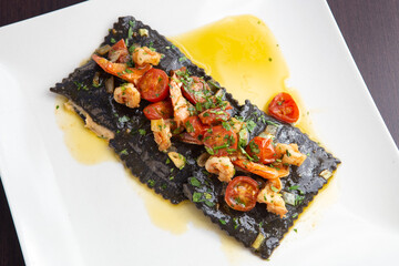 Ravioli of black color