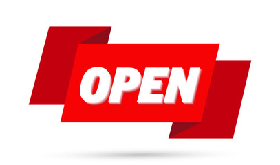 Open sign flat banner ribbon