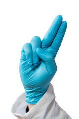 Isolated hand doing the letter ¨u¨ with sign language