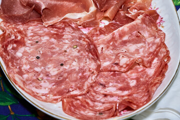 cold cuts served on a dish