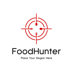Hunter food vector logo template. This logo with hunt symbol and spoon, fork.