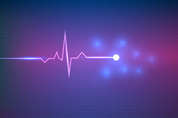 Naklejka na ściany i meble digital heartbeat lines showing on laptop. medical innovation technology abstract.