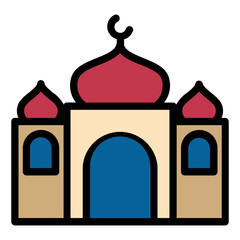Mosque icon line. Muslim building to pray. Vector illustration