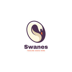 Vector Logo Illustration Swan Simple Mascot Style.