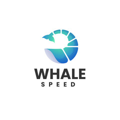 Vector Logo Illustration Whale Gradient Colorful Style.
