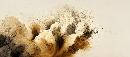 cream background with colorful powder brush explosion