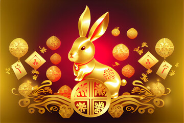 2023 Chinese new year Year of the rabbit cny china - obrazy, fototapety, plakaty