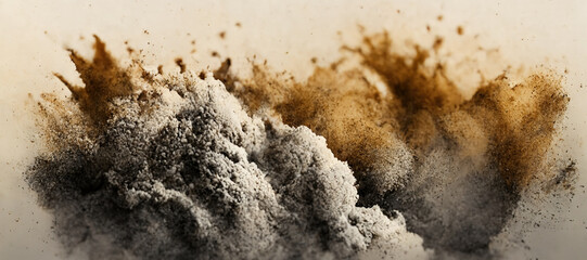 Fototapeta na wymiar gray brown powder brush explosion background