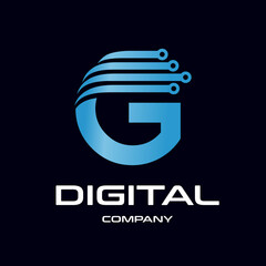 Letter G technology vector logo template. This design with dot symbol is suitable for industrial, automotive and energy, business.