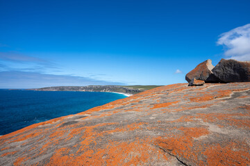 Remarkable Rocks in Flinders Chase National Park on Kangaroo Island in South Australia looking out to the ocean