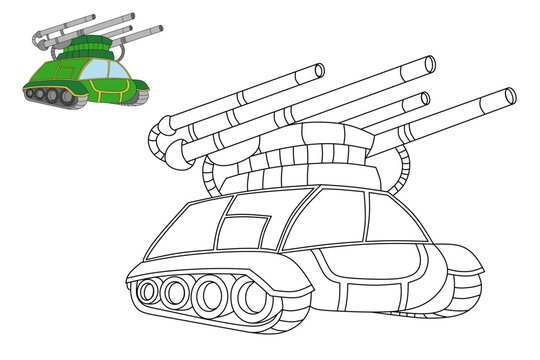 cartoon fighter car for coloring book
