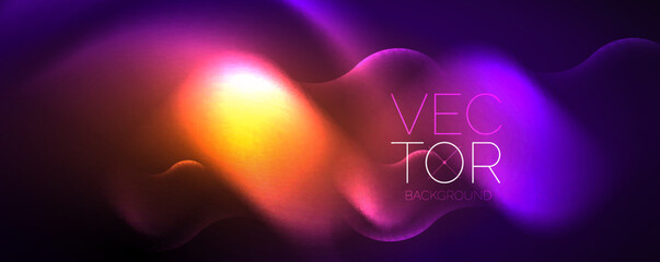 Neon glowing waves, magic energy space light concept, abstract background wallpaper design
