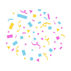 Confetti vector illustration decoration design for birthday, event, anniversary. Colorful element ribbon decorate.