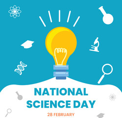 Flat National science day background suitable for, brochure, poster, backdrop and social media