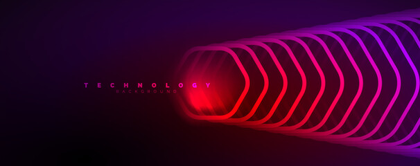 Techno shiny hexagons abstract background, technology energy space light concept, abstract background wallpaper design
