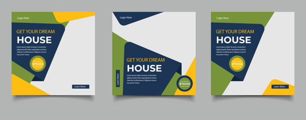 Fototapeta premium Real estate house social media post or square banner template 