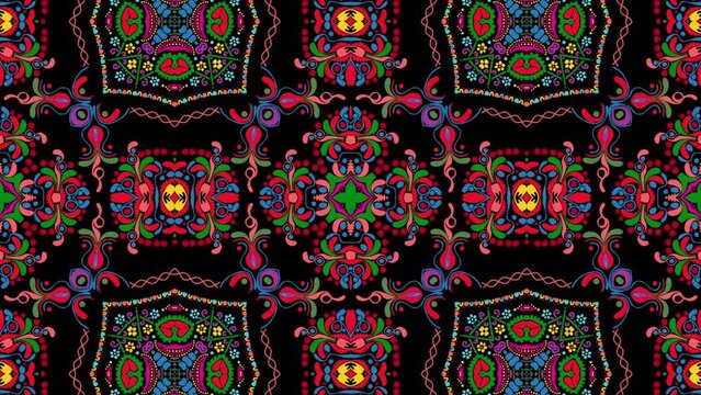 Hungarian Embroidery Kaleidoscope Animation loop
