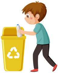 Cartoon character of kid cleaning