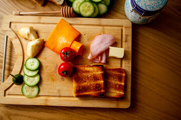 a sandwich for a morning breakfast at home and at work