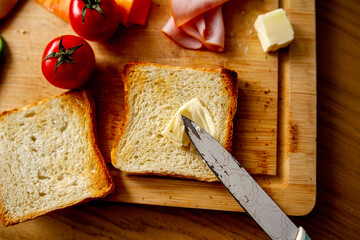 a sandwich for a morning breakfast at home and at work