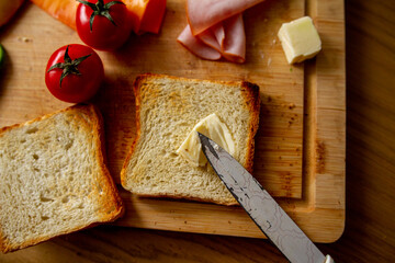 a sandwich for a morning breakfast at home and at work