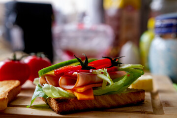 a sandwich for a morning breakfast at home and at work