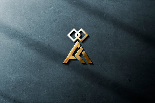 3d logo letter A an K of a symbol on a wooden background