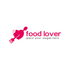 Love food vector template logo. Bite a food. Design with love and arrow symbol. Suitable for hunter food.