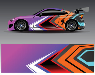 Fototapeta premium Graphic abstract stripe racing background kit designs for wrap vehicle race car rally adventure and livery
