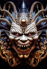 Fototapeta premium Generative AI abstract render of an evil clown