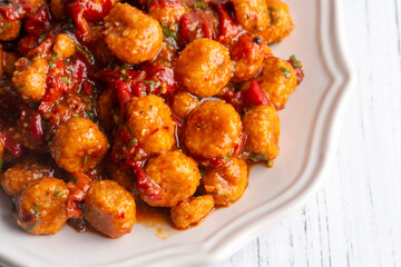 Traditional delicious Turkish food; bulgur garlic meatball (Turkish name; Sarimsakli bulgur kofte or Fellah koftesi)