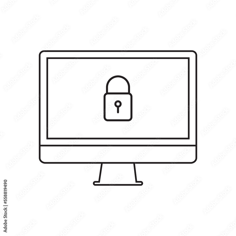 Poster security computer lock icon logo design elementweb