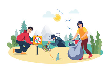 Cleaning the ocean Illustration concept on white background