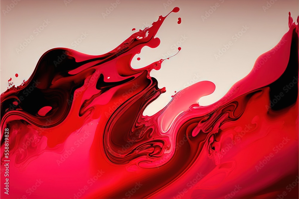 Poster a red and black liquid swirl on a white background with a black border around it and a white backgro