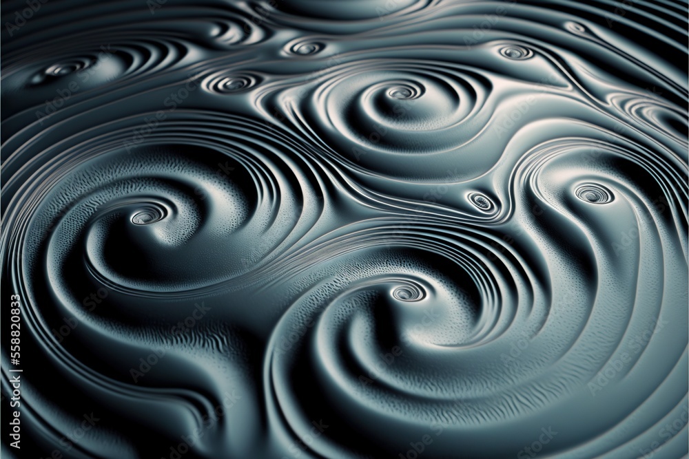 Poster a computer generated image of a spiral design in blue and black colors with a black background and a