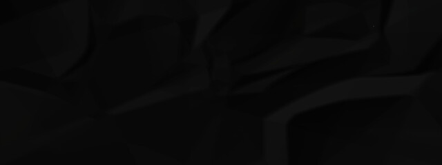 Dark Black facbric paper backdrop crumpled texture. dark black textured crumpled black paper background. panorama black paper texture background, crumpled pattern.