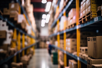 Obraz premium Background blur for a warehouse or storehouse. Generative AI