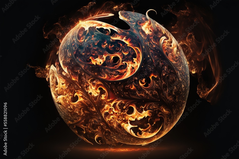 Poster a fireball with a black background and a black background with a black background and a black backgr