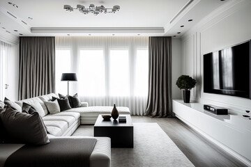 Naklejka na ściany i meble magnificent apartment interior, opulent living room. Generative AI