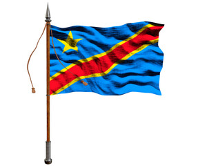 National flag  of Congo Democratic Republic. Background  with flag  of Congo Democratic Republic