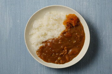 真上から見たカレーライス