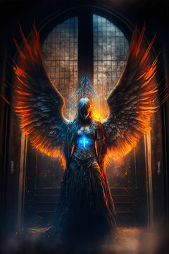 Fantasy Angel with Golden Wings 