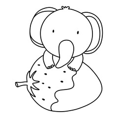 cute elephant in strawberry costume, Cartoon character, Kawaii Animals and strawberry